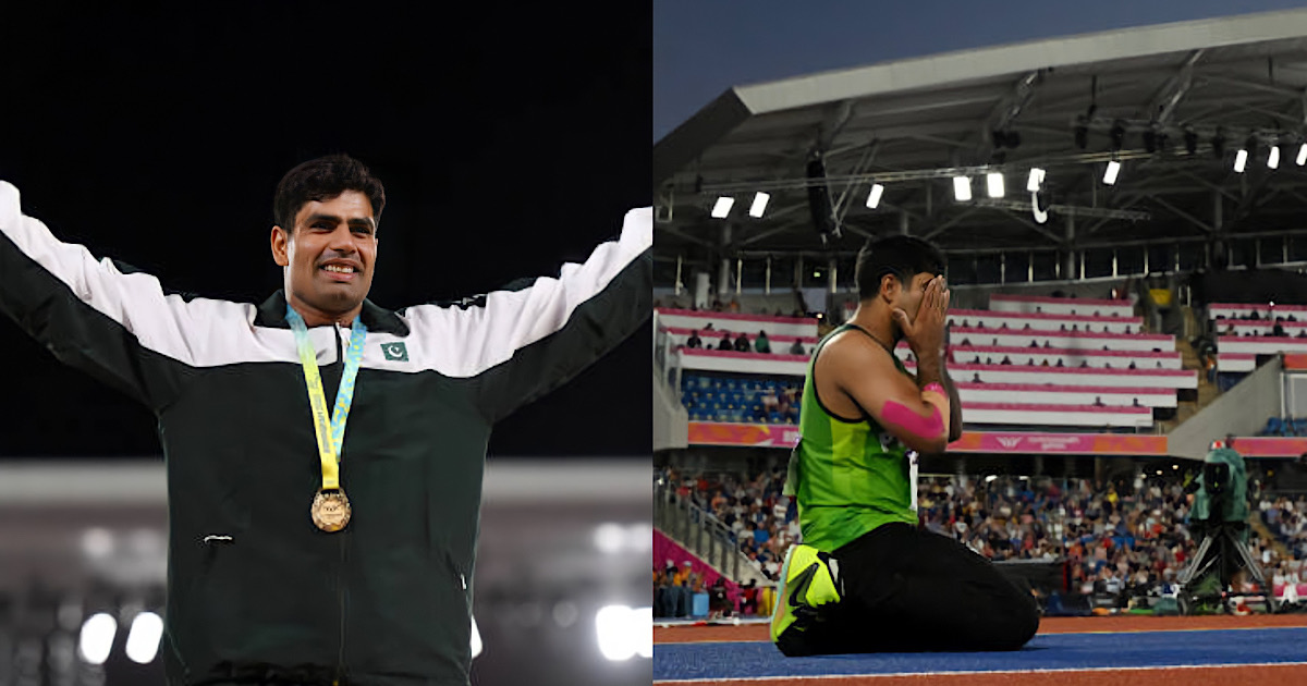 Arshad Nadeem celebrates after winning gold medal in javelin throw competition at commonwealth games 2022
