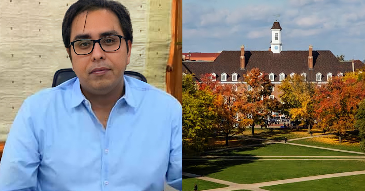 A photo collage of Dr. Shahbaz Gill and University of Illinois