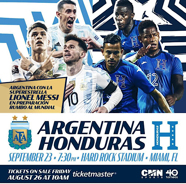 Poster of Argentina vs Honduras Miami 2022 tickets