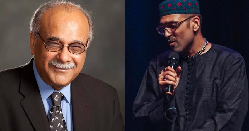 Photo collage of Najam Sethi and Ali Sethi