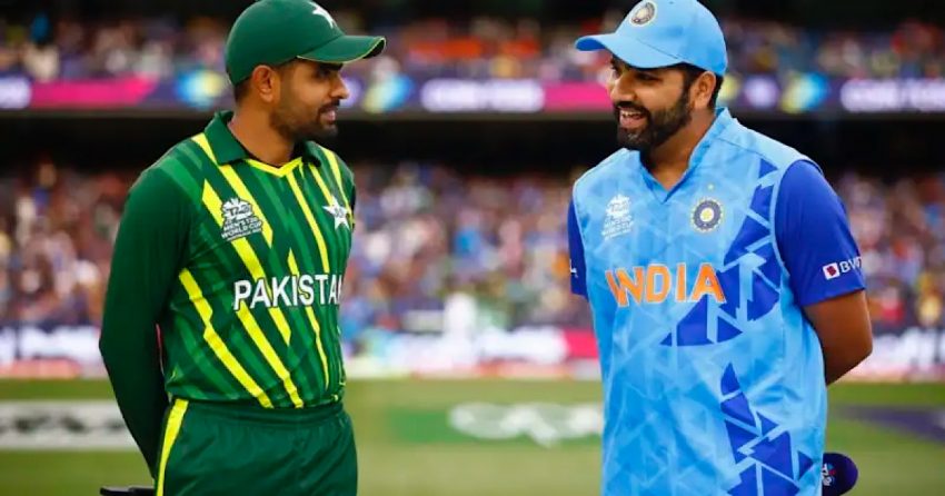 Babar Azam and Rohit Sharma at the toss before and India vs Pakistan game.