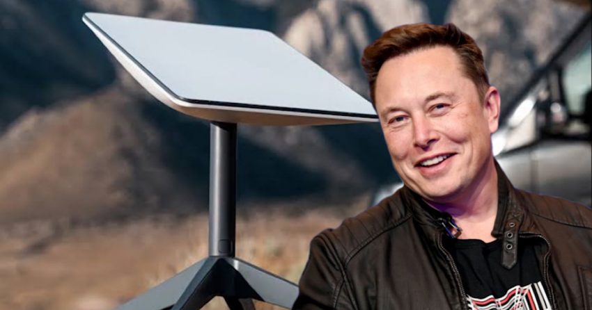 Elon Musk and Starlink antenna