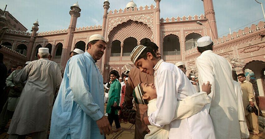Kids hugging each other on the occassion of Eid-ul-Azha