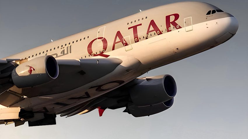 Qatar Airways plane heading to its destination.